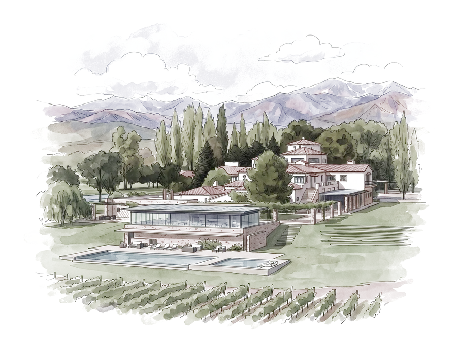 Ilustración del hotel en Potrerillos